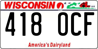 WI license plate 418OCF
