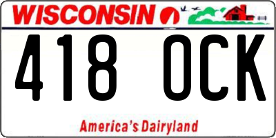 WI license plate 418OCK