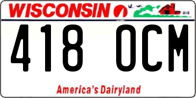 WI license plate 418OCM
