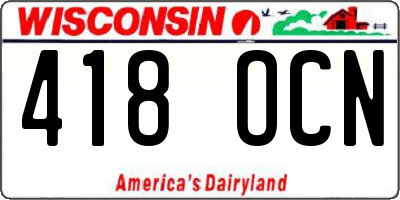 WI license plate 418OCN