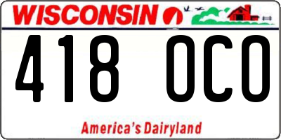 WI license plate 418OCO
