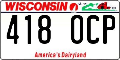 WI license plate 418OCP