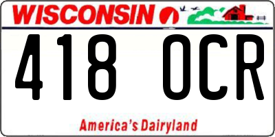 WI license plate 418OCR