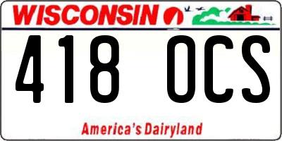 WI license plate 418OCS