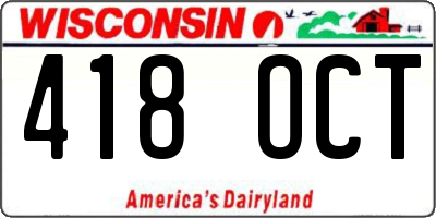 WI license plate 418OCT
