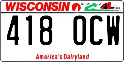 WI license plate 418OCW