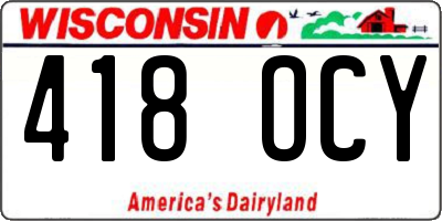 WI license plate 418OCY