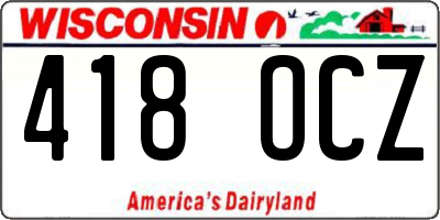 WI license plate 418OCZ