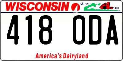 WI license plate 418ODA