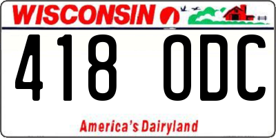 WI license plate 418ODC
