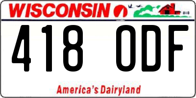WI license plate 418ODF
