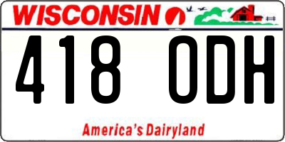 WI license plate 418ODH