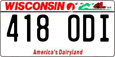 WI license plate 418ODI