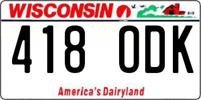 WI license plate 418ODK