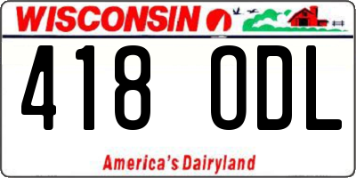 WI license plate 418ODL