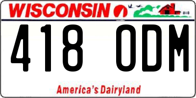WI license plate 418ODM