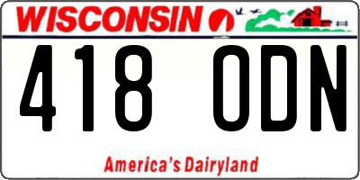WI license plate 418ODN