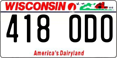 WI license plate 418ODO