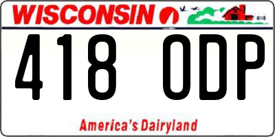 WI license plate 418ODP