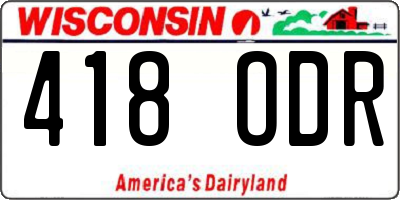 WI license plate 418ODR
