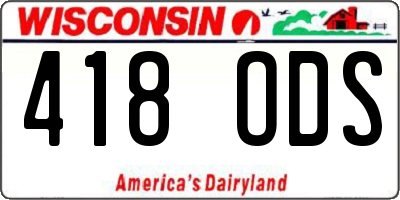 WI license plate 418ODS