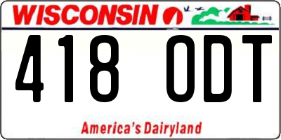 WI license plate 418ODT