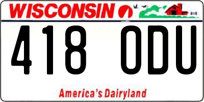 WI license plate 418ODU