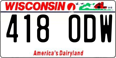 WI license plate 418ODW
