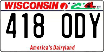 WI license plate 418ODY