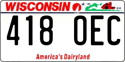 WI license plate 418OEC