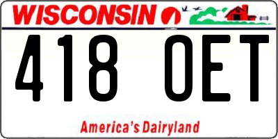 WI license plate 418OET