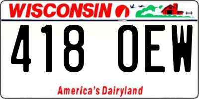 WI license plate 418OEW