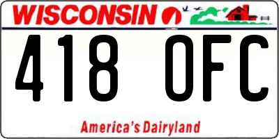 WI license plate 418OFC