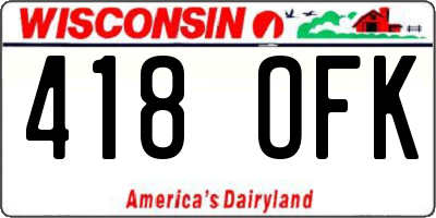 WI license plate 418OFK