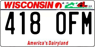 WI license plate 418OFM