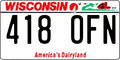 WI license plate 418OFN