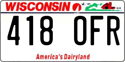 WI license plate 418OFR