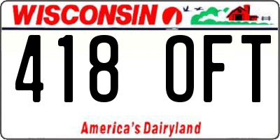 WI license plate 418OFT