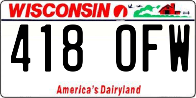 WI license plate 418OFW