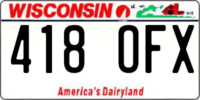 WI license plate 418OFX