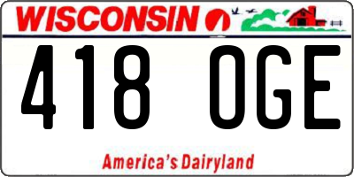 WI license plate 418OGE