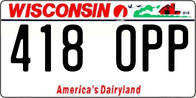 WI license plate 418OPP
