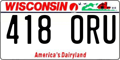 WI license plate 418ORU