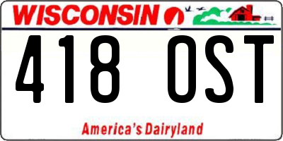 WI license plate 418OST