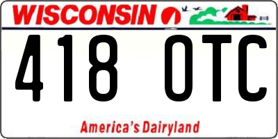 WI license plate 418OTC