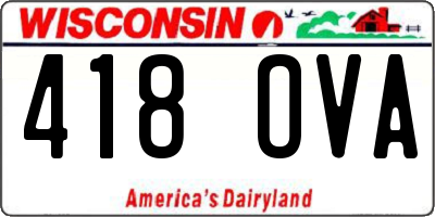 WI license plate 418OVA