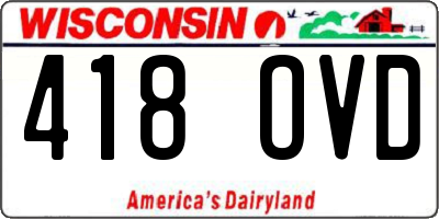 WI license plate 418OVD