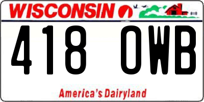 WI license plate 418OWB