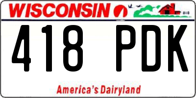 WI license plate 418PDK