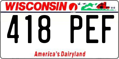 WI license plate 418PEF